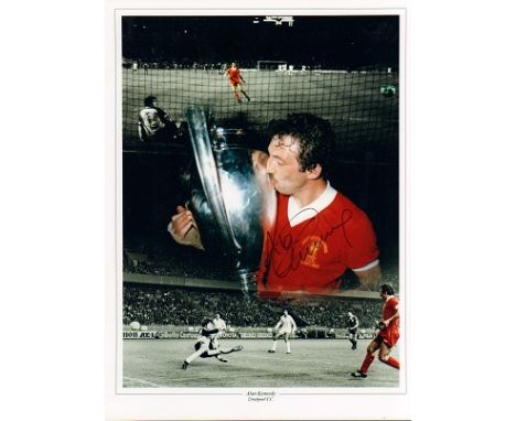 Alan Kennedy signed colour 16 x 12 inch Liverpool football photo. Nice image with the European Cup. Kennedy played club footb