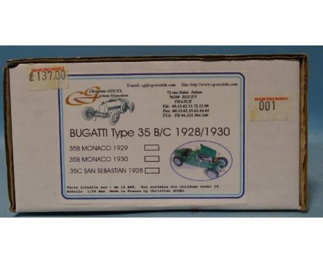 Christian Gouel, 1/24 scale resin and metal car kit, Bugatti Type-35 B/C 1928/1930, (boxed, unchecked, appears complete). 