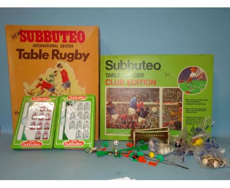 A 1970's Subbuteo Club Edition Table Football, (boxed), two boxed teams: 574 Man Utd and 629 Tottenham Hotspur, various unbox