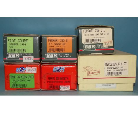 BBR Project 24, 1/24 scale resin and metal car kit, Mercedes CKL GT 1998, (damage to roof) and five BBR 1/43 scale resin and 