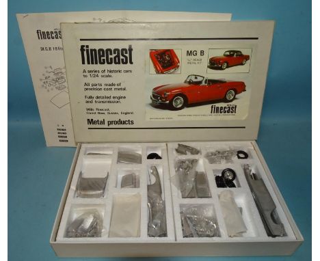 Wills Finecast, 1/24 scale MG B metal kit, (boxed with instructions, unchecked, appears complete). 