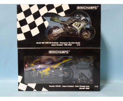 Two Minichamps motorcycles, 1/12 scale: Honda CBR1000RR Fireblade and Yamaha YZR-M1, (boxed with stands, windows a/f), (2). 
