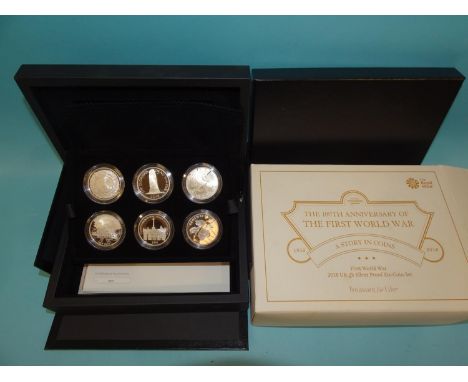 The Royal Mint "The 100th Anniversary of The First World War 1918-2018, A Story in Coins", a presentation set of six silver p