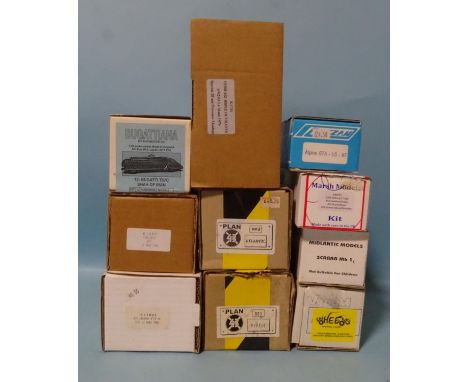 Ten 1/43 scale resin and metal car kits: Plan 43 (x2), Provence Moulage, Sun Motor Co. and others, (all boxed, unchecked, app