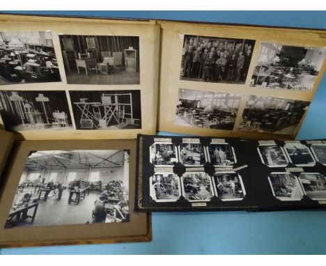An album of woodwork photographs, Lancaster Training College 1946, another of the Ministry of Labour Watch and Clock Training
