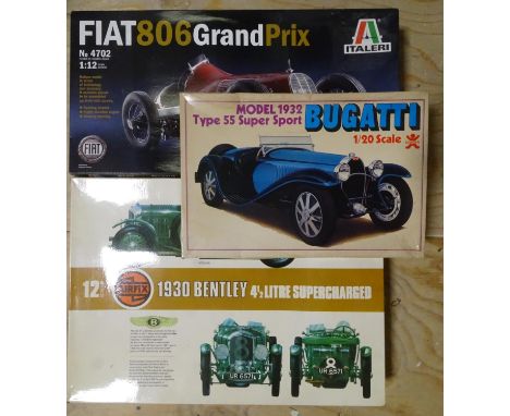 Airfix, 1/12 scale plastic kit, 1930 Bentley 4½L Supercharged; Italeri 1/12 scale Fiat 806 Grand Prix and Bandai 1/20 scale B