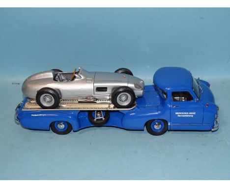 CMC Models, 1/18 scale Mercedes-Benz 1954 Renn Transporter with Mercedes-Benz W196 aboard, (no tags, no boxes, metal fatigue 