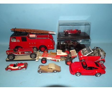 Original Classics, 1/18 Dennis F8 Fire Engine, some pieces loose, (no box), an unmarked 1/24 scale Alfa Romeo and other dieca