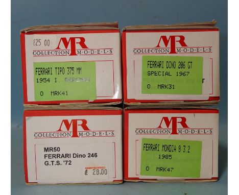 M R Collection Models, four 1/43 scale resin and metal car kits, no.s MRK31, MRK41, MRK47 and MR50, (boxed, unchecked, appear