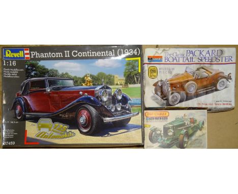 Revell, no.07459 1/16 scale plastic car kit, Rolls-Royce Phantom II Continental 1934 and two other vintage car kits, (3). 