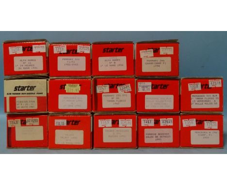"Starter", fourteen 1/43 scale resin and metal car kits, (boxed, unchecked, appear complete), (14). 