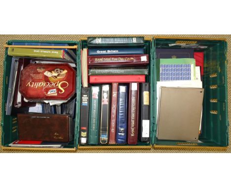 An accumulation of stamps and covers in thirty albums and stock books and loose, with Great Britain including a run of illust