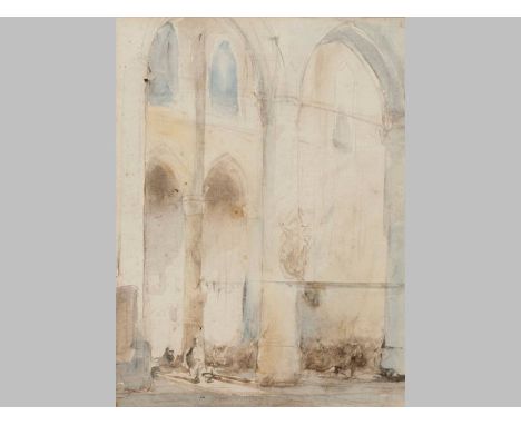 JOHANNES BOSBOOM (1817 - 1871) DUTCH, ARCHWAY, watercolour on paper, verso depicting a pencil sketch of Archways, signed and 