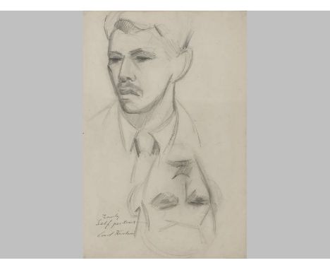CARL ADOLPH BÜCHNER (1921 - 2003), EARLY SELF PORTRAIT, pencil sketch on paper, signed and titled in pen, 36.5 by 24cm.