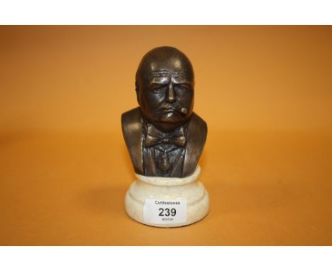 A MODERN BRONZE STYLE BUST OF WINSTON CHURCHILL