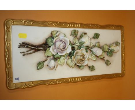 A CAPO DI MONTE FLORAL CERAMIC PLAQUE L - 44CM 