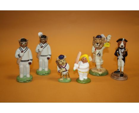 A COLLECTION OF ASSORTED CERAMIC FIGURES TO INCLUDE WADE 'OUT FOR A DUCK CATKINS' X2 AND LIL CRICKETER, JACOB 'THE SHAMBLES' 