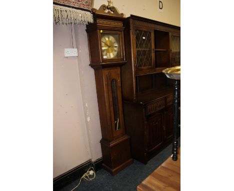A MODERN WEST GERMAN LONGCASE CLOCK TWIN WEIGHT AND PENDULUM H-198 CM 