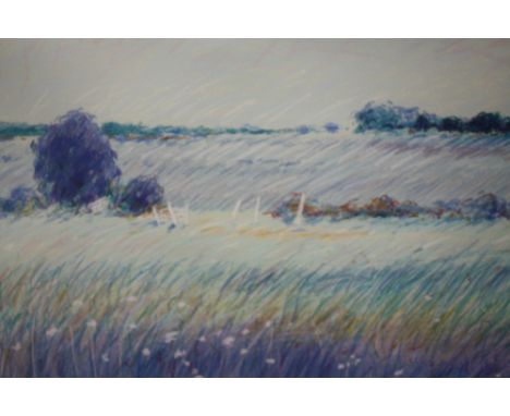 A LARGE FRAMED AND GLAZED SIGNED LIMITED EDITION PRINT  SIGNED WOODARD? - AUTUMN P? 244/250 SIZE - 103CM X 78CM