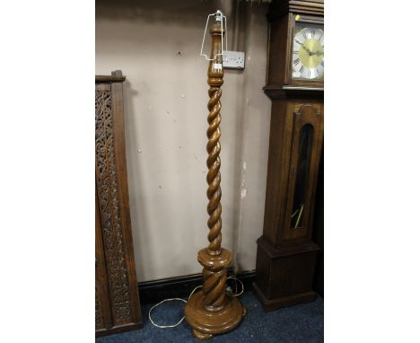A LARGE TAPERED BARLEY TWIST LAMP STANDARD H- 166 CM 