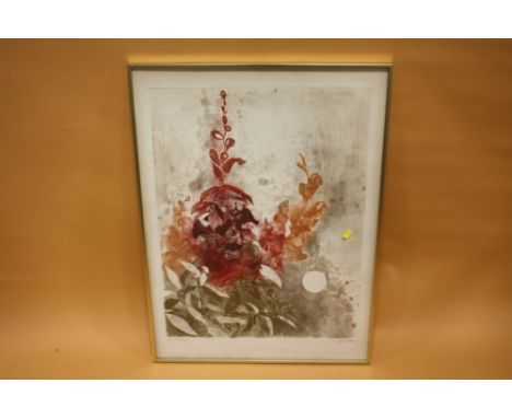 WALKER - A FRAMED AND GLAZED SIGNED LIMITED EDITION PRINT ENTITLED 'SNAPDRAGON' 44/80 SIZE - 77.5CM X 57CM 