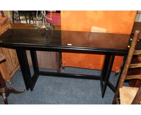 A MODERN BLACK FOLD OVER CONSOLE TABLE H-78 CM W-160 CM