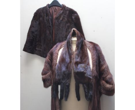 A VINTAGE FAULKES OF EDGBASTON LADIES FUR STOLE / WRAP, together with a smaller mink fur stole with tippets and a fur cape (3