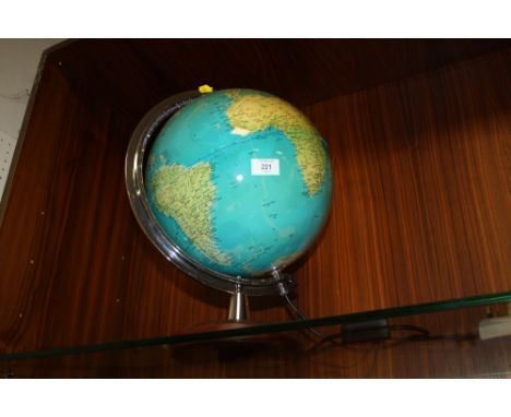 A MODERN ILLUMINATING GLOBE ON STAND