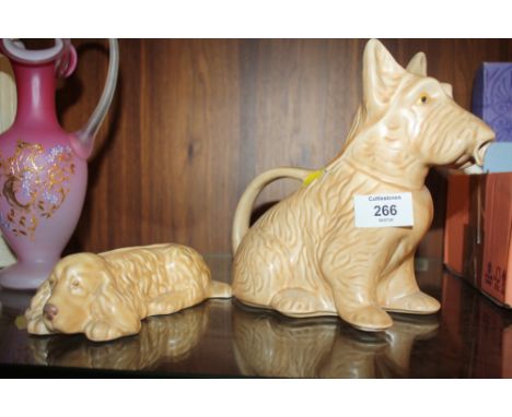 A NOVELTY 'DOGGY' TEAPOT, TOGETHER WITH A SYLVAC LOW VASE