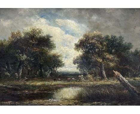 Follower of John Constable RA (British 1776-1837): Wooded Landscape with Cattle, early 19th century oil on panel bears later 