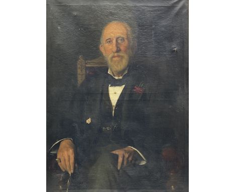 Frederick (Fred) William Elwell RA (British 1870-1958): Portrait of a Seated Gentleman, oil on canvas signed and dated 1891, 
