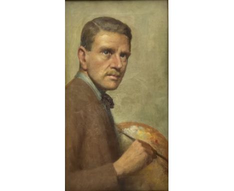 Reginald Henry Campbell (British 1877-?): Self Portrait of the Artist, oil on canvas unsigned 45cm x 24cm