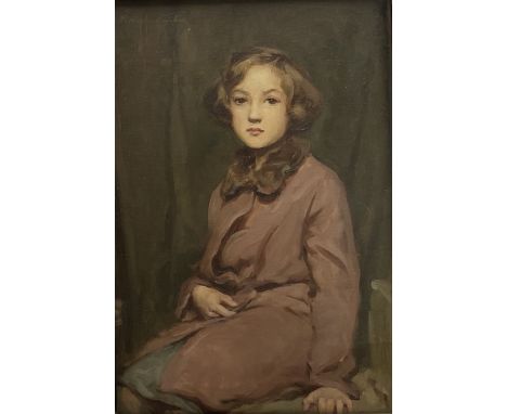 Percy Harland Fisher (British 1867-1944): 'Eileen' half length portrait, oil on canvas, titled verso on artist's address labe