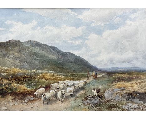 David Bates (British 1840-1921): Sheep being Driven on a Moorland Track, watercolour signed 25cm x 35cmNotes: Bates was a pai