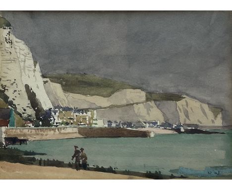 Norman Wilkinson (British 1878-1971): South Coast Harbour, watercolour signed with initials, authenticated by the artist's so