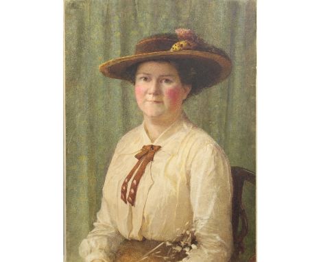 Ernest Albert Chadwick (British, 1876-1955) [ARR]/Portrait of Ethel, The Artist's Wife/watercolour, 53cm x 39cm