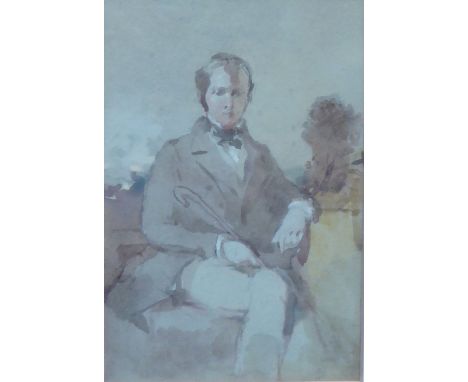 19th Century English School/Portrait Sketch of Gentleman/three-quarter length, seated/pencil, 12cm x 8cm