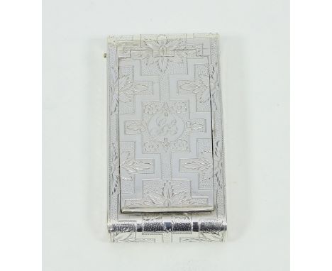 A George III silver snuff box, John Shaw, Birmingham 1807, of rectangular shape with geometric and foliate engraving, 7cm wid