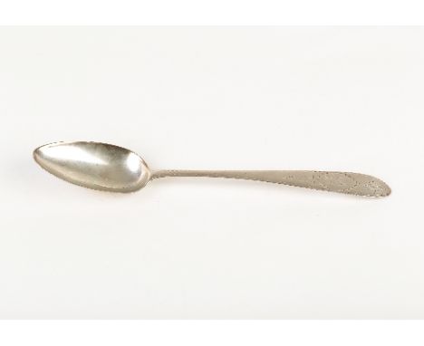 An Irish provincial silver table spoon, Maurice Fitzgerald, Limerick, circa 1784, with bright cut decoration, star to termina