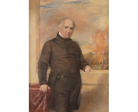George Richmond (British 1809-1896)/The Reverend James John Hornby/standing beside a picture/three-quarter length portrait/wa