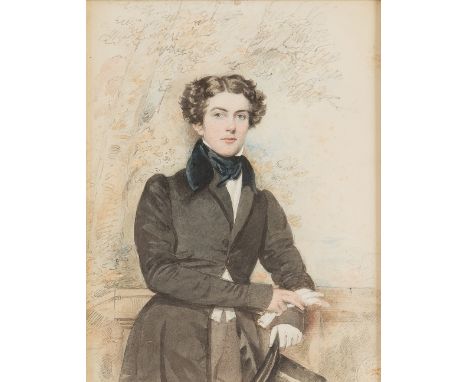 English School, circa 1830/William Henry Chetwynd (1811-1890)/three-quarter length portrait/pencil and watercolour, 20.5cm x 