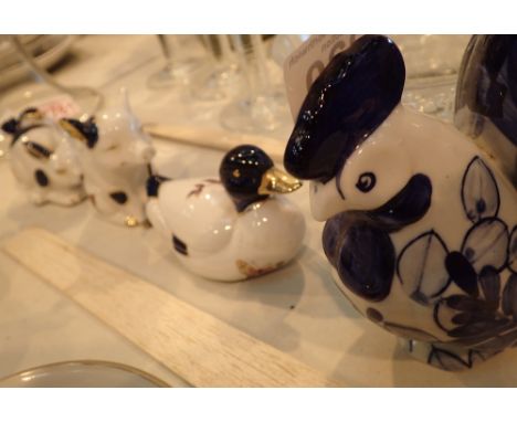 Five ceramic animal and bird figurines