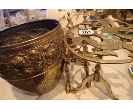 Brass fire dogs trivet and planter 