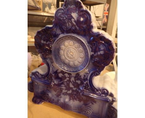 Victorian ceramic blue and white clock