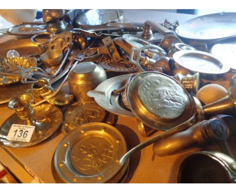 Shelf of mixed copper and brass