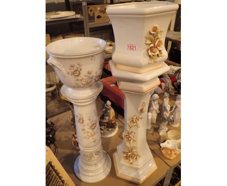 Two ceramic plant stands