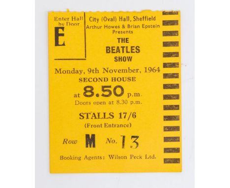 THE BEATLES SHOW - Original Ticket Monday 9 th 1964 Original Ticket for City Hall Sheffield. In excellent condition.