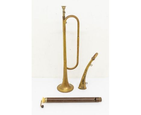 A Swanee Whistle, Hunting horn 'G. Tournier, 4 Boulevard, St. Martin, Paris.' A bugle Horn Trumpet.