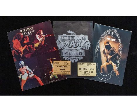 JETHRO TULL - Lot of 3 x Tour Programmes including Tickets and Autographs.Prog 1 - World Tour 1978 Prog 2  - War Child 1974 w