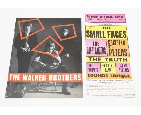 The Small Faces - De Montfort Hall Leicester original 1966 Handbill Flyer . Friday April 22 nd. |With the original ticket ord
